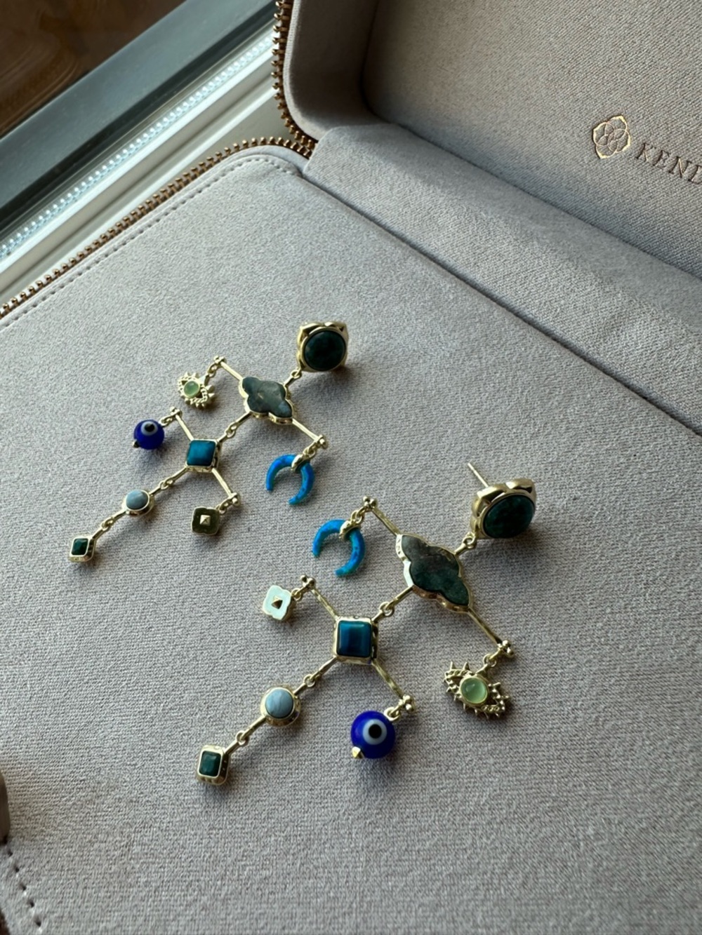Kendra Scott Gemma Statement Earrings Blue Stone Mix